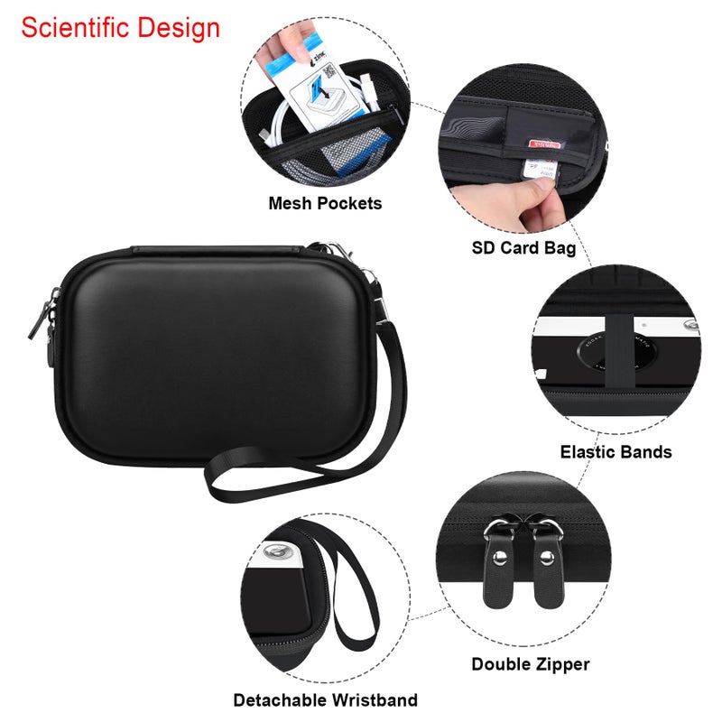 Elonbo Camera Carrying Case for Kodak Printomatic Digital Instant Print Camera  Portable Bluetooth Photo Printer Storage Holder Bag  Mesh Bag Fits Photo Paper MicroSD Card USB Cable  Black+Black - Image 4